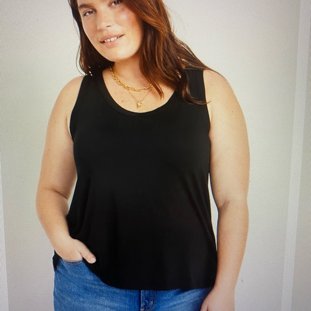 Old Navy Luxe Jersey-Knit V-Neck Tank Top for Women, XXL Tall, Black